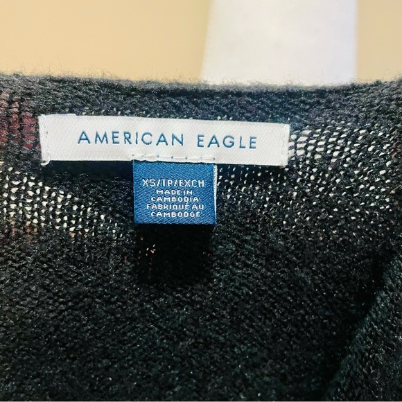 American Eagle Oversized Black V-Neck Sweater XS X-Small - Picture 3 of 6
